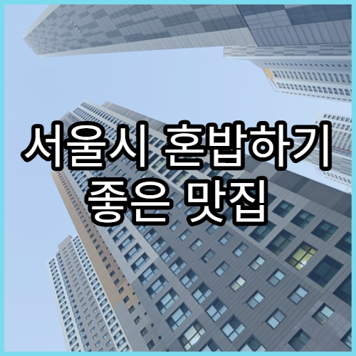 서울시 혼밥하기 좋은 맛집 | 조용한 식당 추천