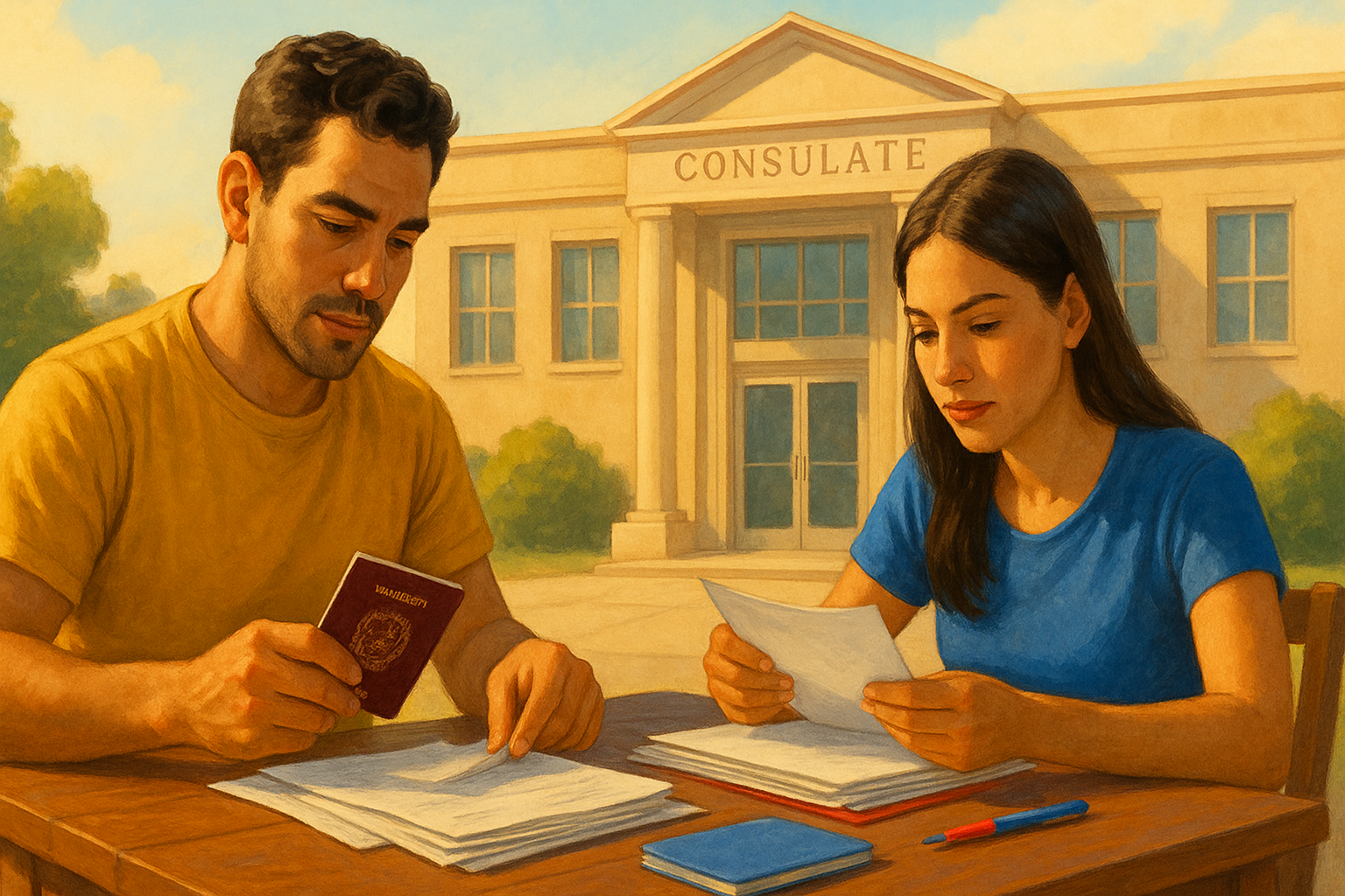 Venezolano en consulado con documentos, guía de requisitos pasaporte venezolano en el exterior