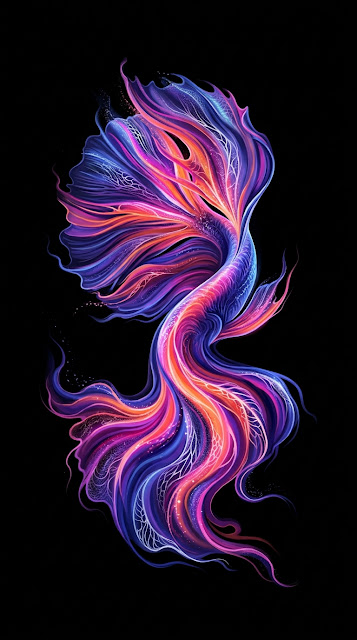 Abstract Swirling Colorful Paint Silhouette like Betta Fish Fin Wallpaper - Free mobile Wallpaper