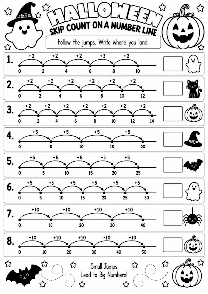 HALLOWEEN SKIP COUNT ON A NUMBER LINE