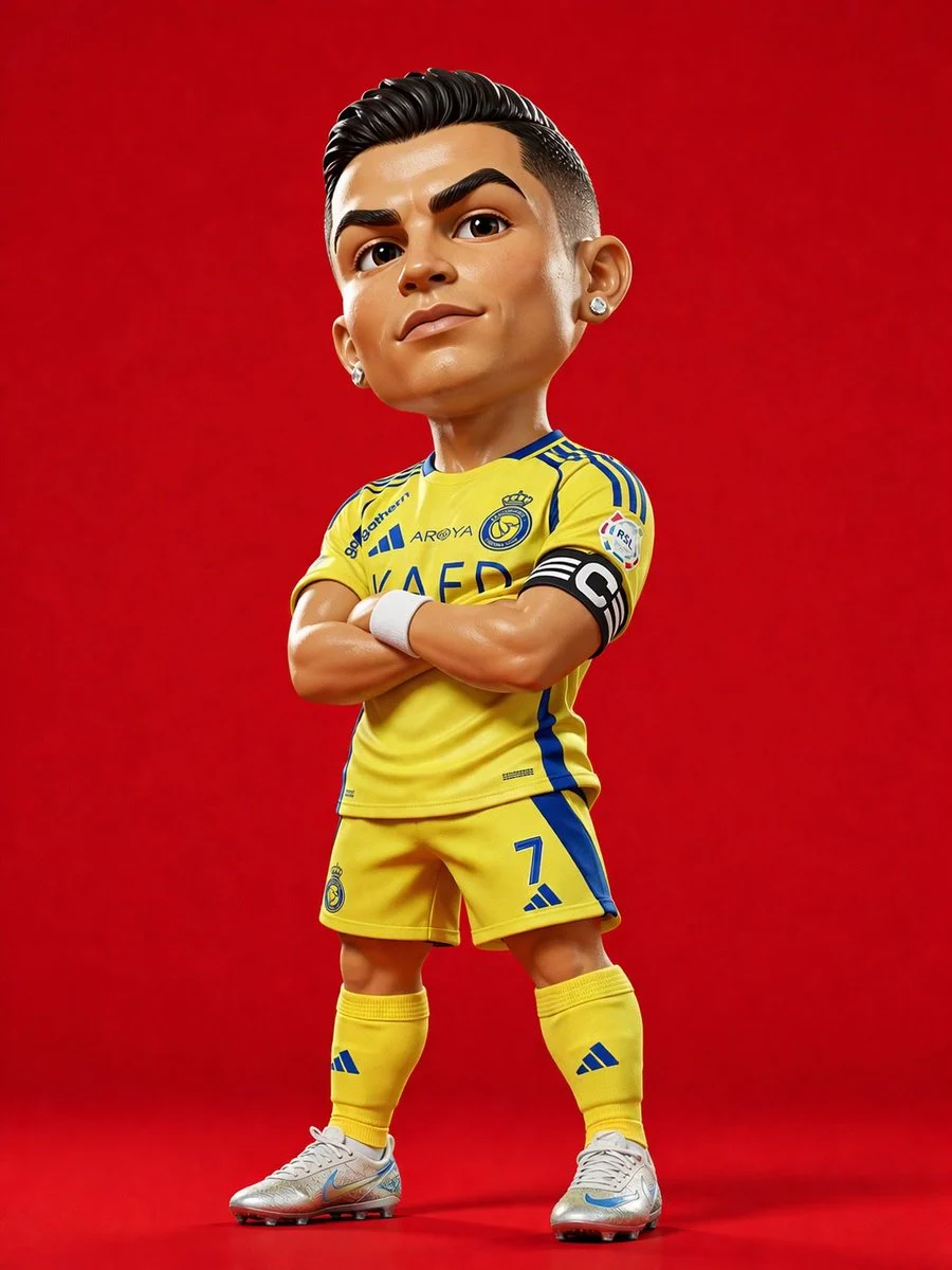 Figura caricaturesca renderizada en 3D de