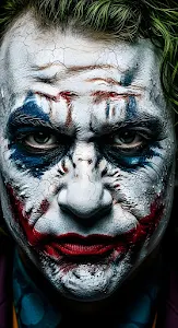 Extreme Close-up of Distressed Clown Face Paint (Joker)