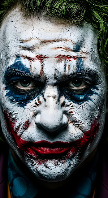 Extreme Close-up of Distressed Clown Face Paint (Joker) - Free mobile Wallpaper