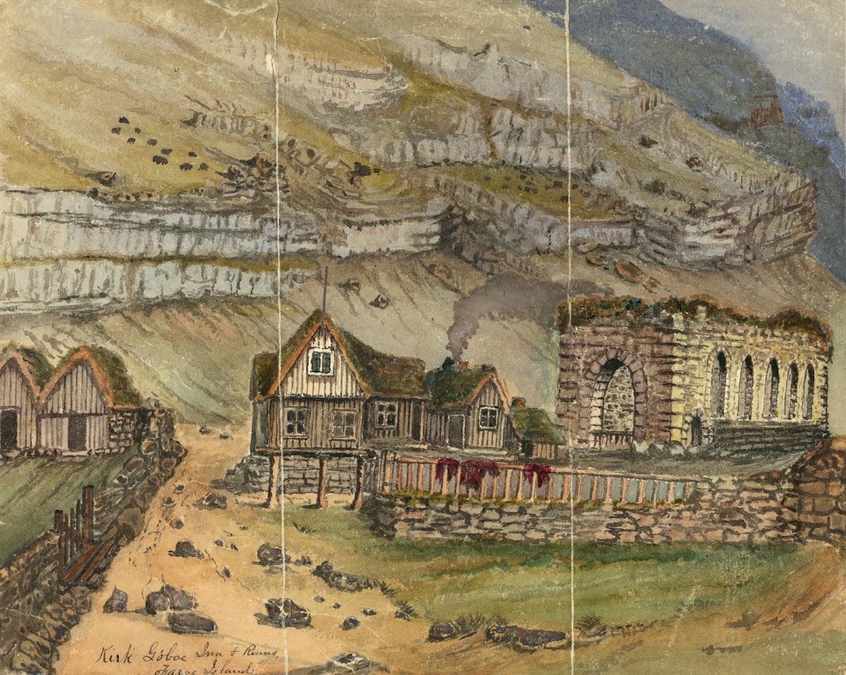 Kirk G boe Inn  ruins Faroe Island 1862