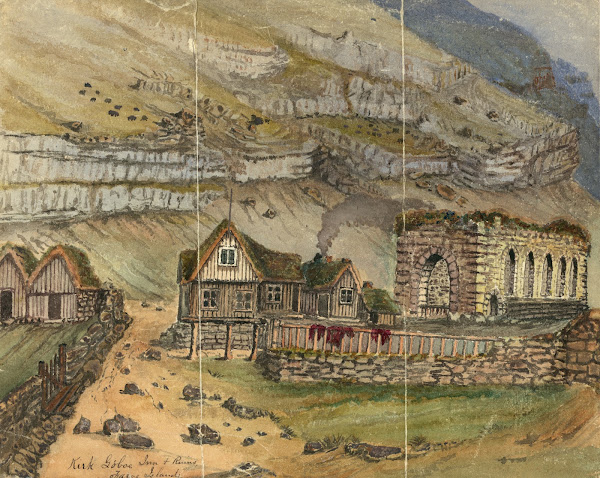 Kirk G boe Inn  ruins Faroe Island 1862