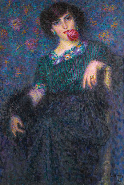Italian lady with a rose 1914