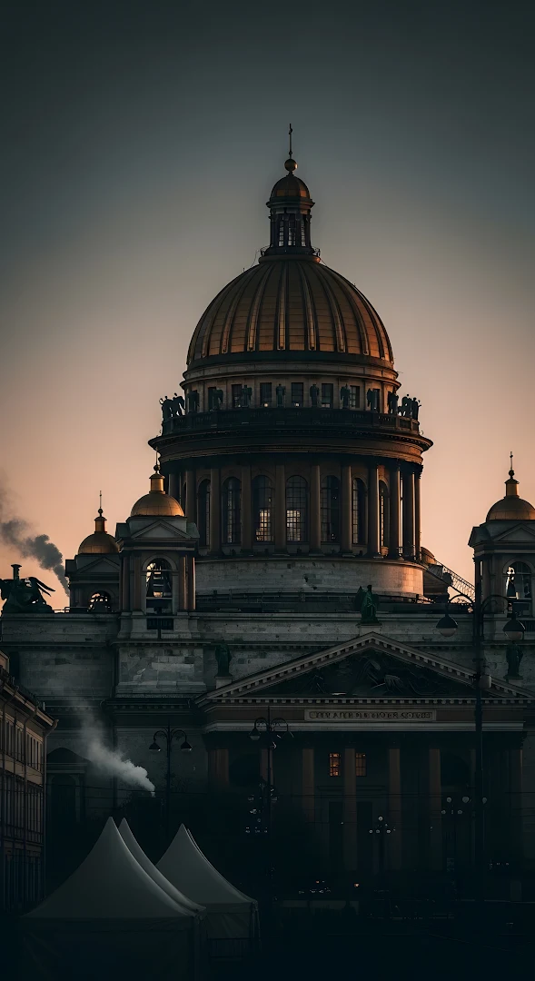 Golden Dome of Historic Cathedral at Dusk