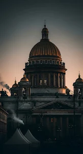 Golden Dome of Historic Cathedral at Dusk