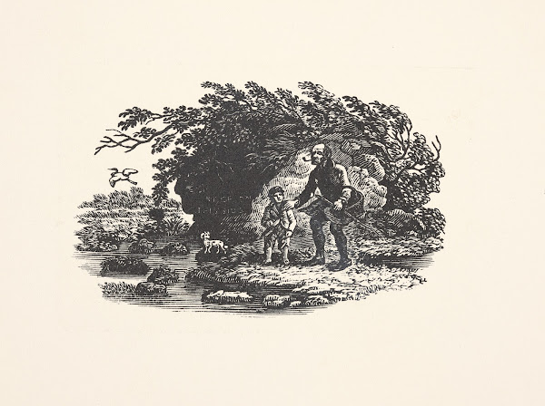 Man child and dog near water