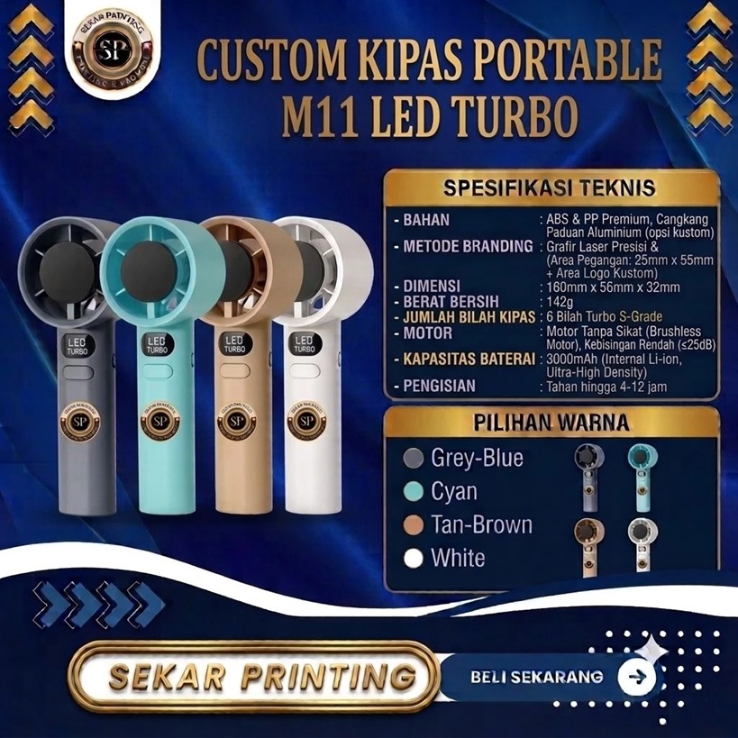 Costum kipas mini portable/ kipas mini turbo/kipas mini LED/costum design suka2 — Sekar Printing