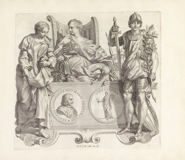 Portret van Alvise Barbarigo en de personificaties van Vrijgevigheid Rijkdom en