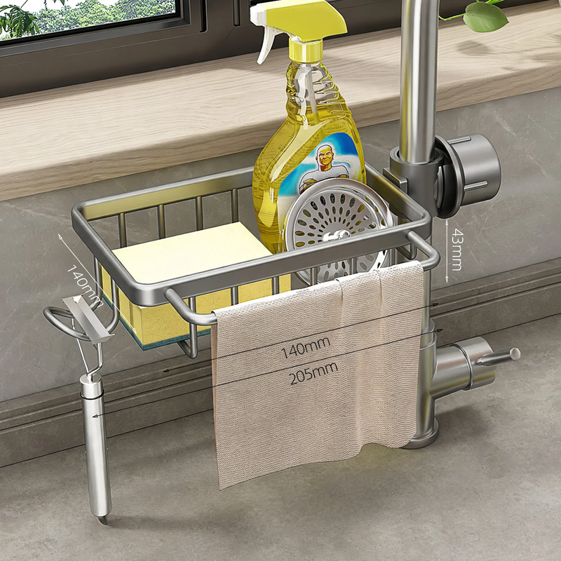 Wall shelf for sink, aluminum, movable