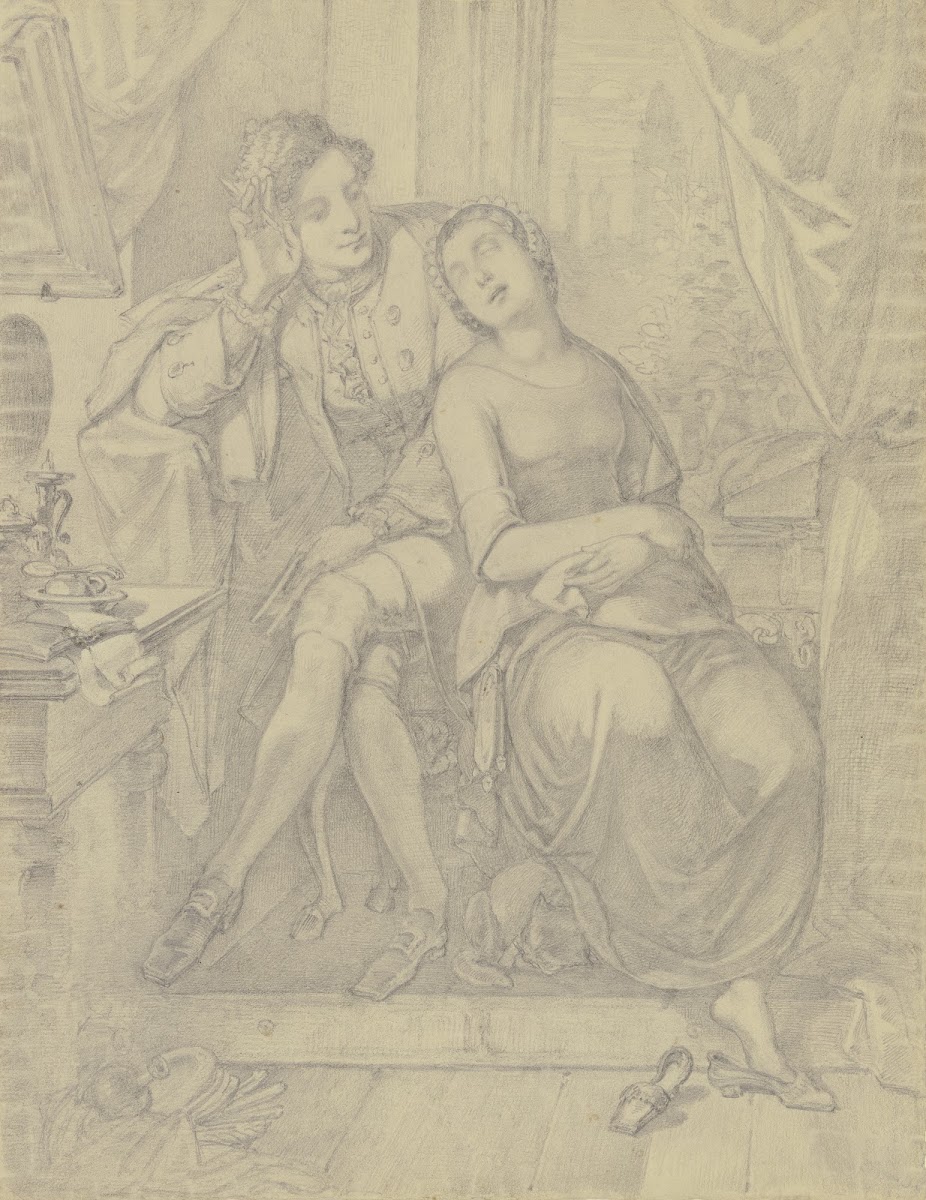 Ein Dichter bei einem eingeschlafenem Mädchen