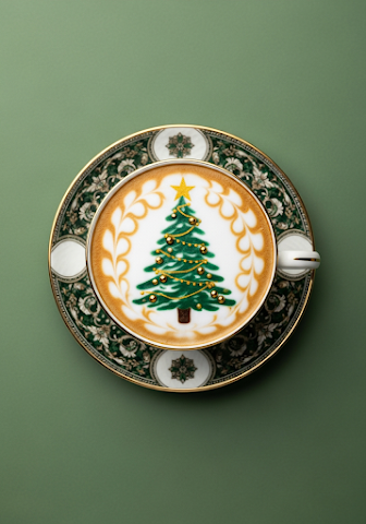 Elegant Christmas Tree Latte Art