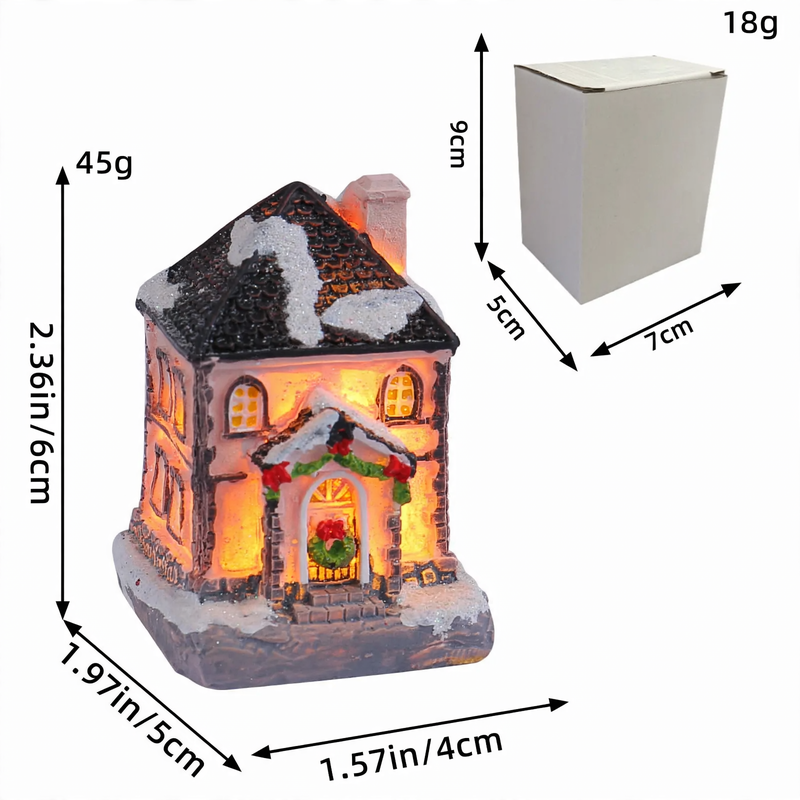 Illuminated resin houses for Christmas decoration