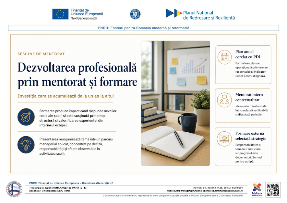 Coperta ghidului Dezvoltarea profesională continuă a cadrelor didactice prin mentorat și formare