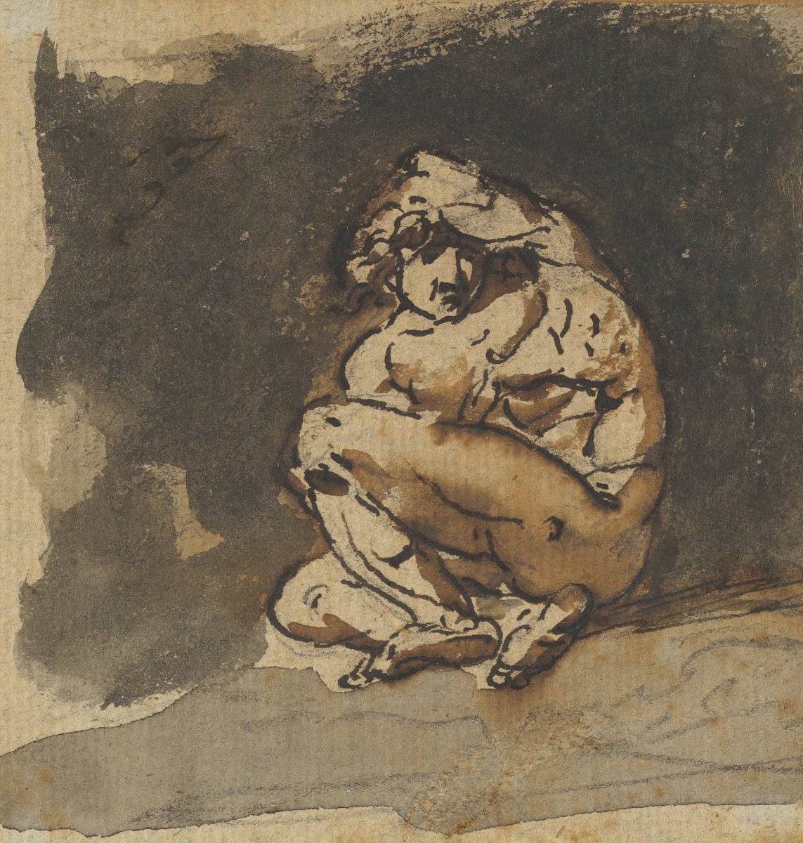 Study of a Male Nude Althaemenes Trying to Hide Himself