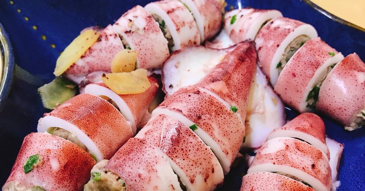Mực nhồi thịt hấp gừng