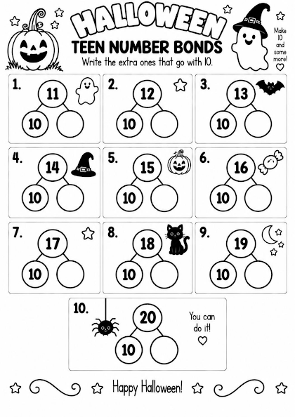 Halloween Teen Number Bonds