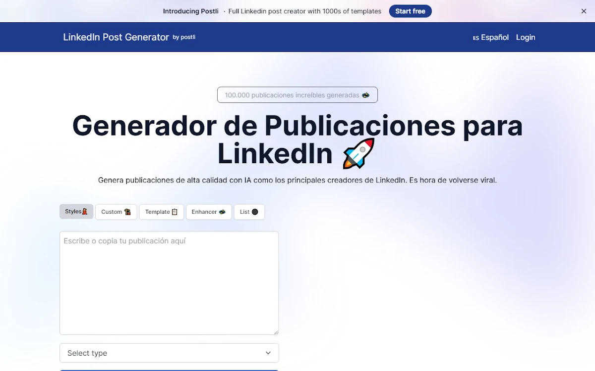 Captura de LinkedIn Post Generator