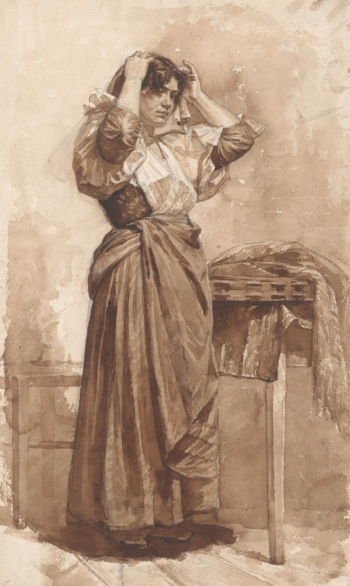Toiletmakende jonge vrouw 1874   1925