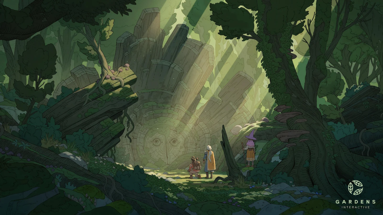 Gardens Interactive Ancient Stone Face - Fantasy Concept Art 4K Wallpaper (3840x2160)