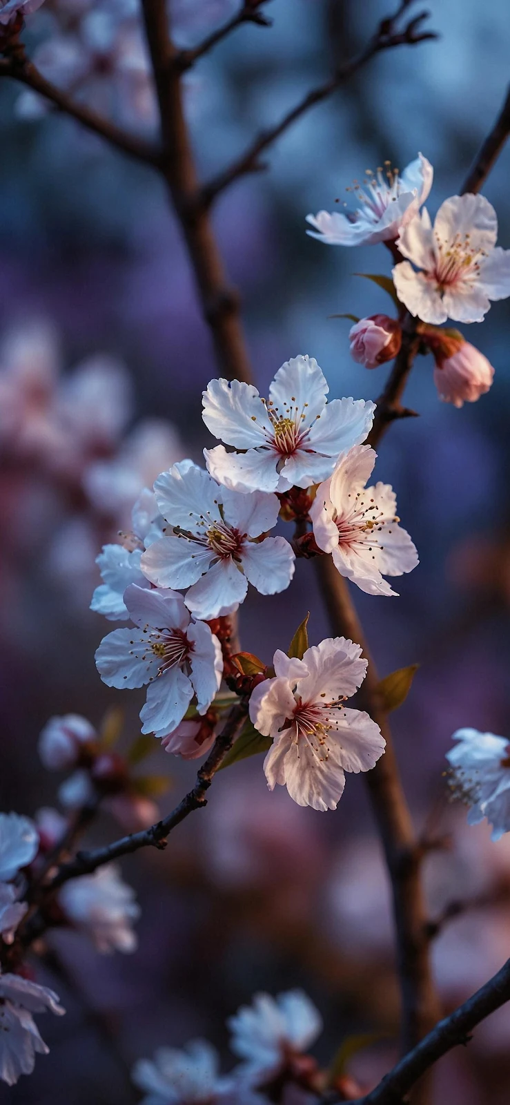 Delicate Blossoms At Twilight - Macro Nature Photography Full HD iPhone Wallpaper (1181x2558)