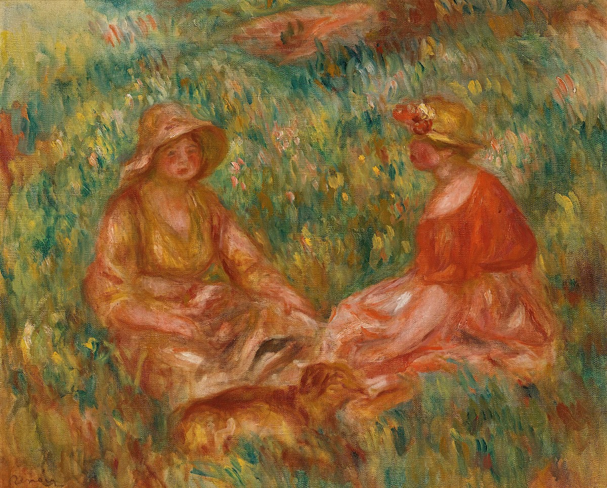 Deux Filles Dans Un Pré Deux Femmes Dans Lherbe circa1910