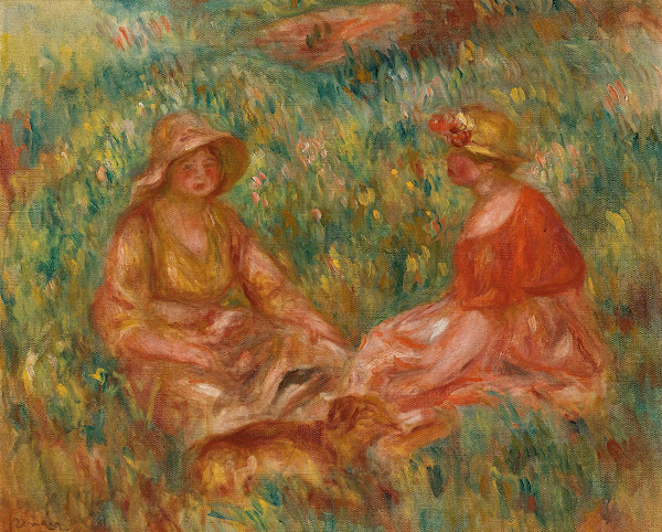Deux Filles Dans Un Pré Deux Femmes Dans Lherbe circa1910
