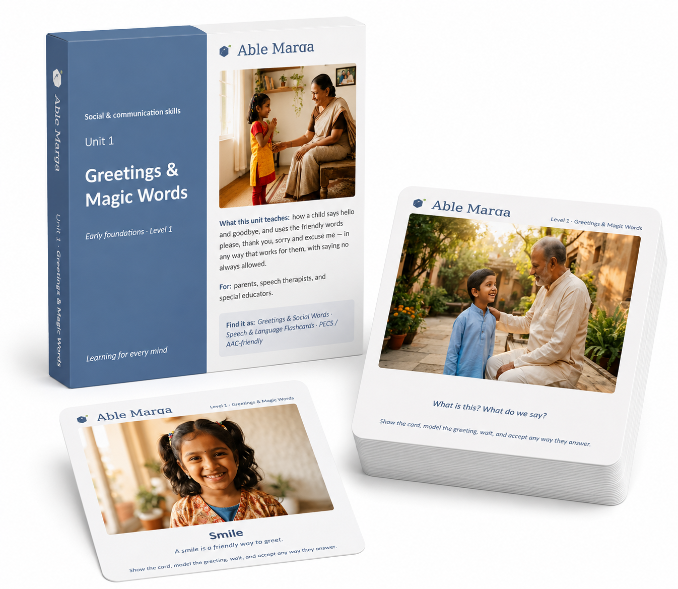 Free Able Marga Social and Communication Skills Level 1 sample card deck