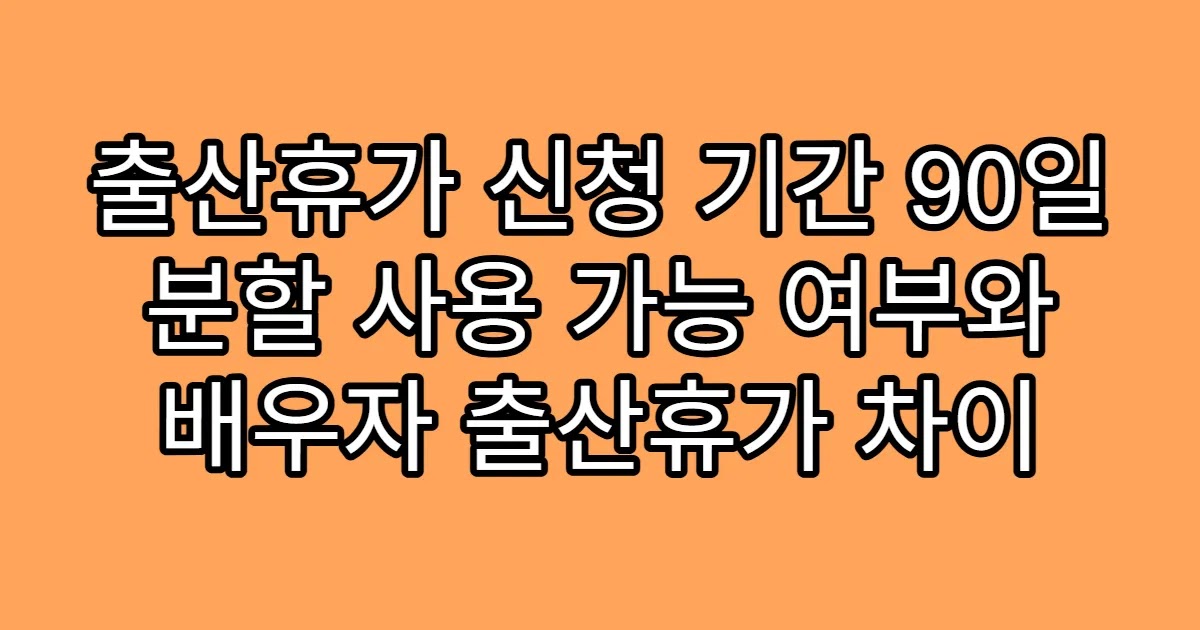 출산휴가 신청 기간 90일 분할 사용 가능 여부와 배우자 출산휴가 차이