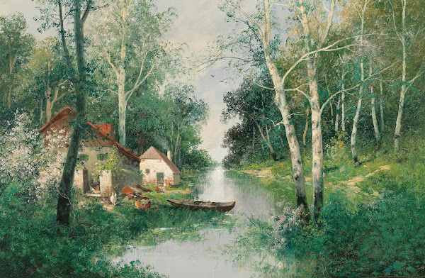 A River Landscape in Spring
