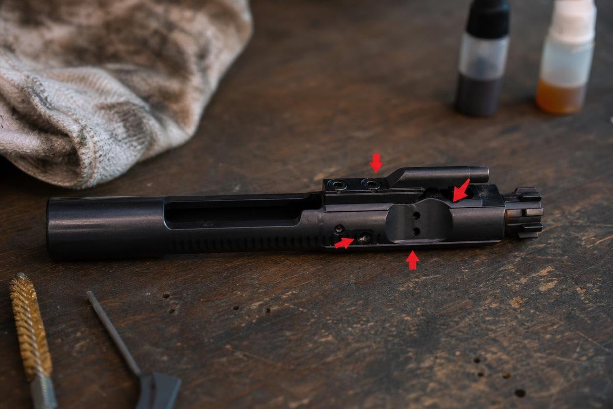 AR-15 maintenance showing action cleaning and lubrication