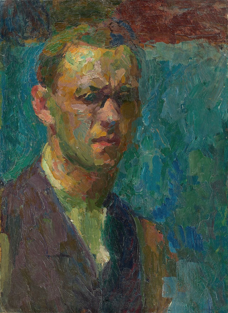 Selbstbildnis mit Brille nach rechts Circa 1908