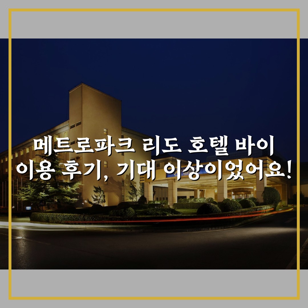 메트로파크 리도 호텔 바이 이용 후기, 기대 이상이었어요!