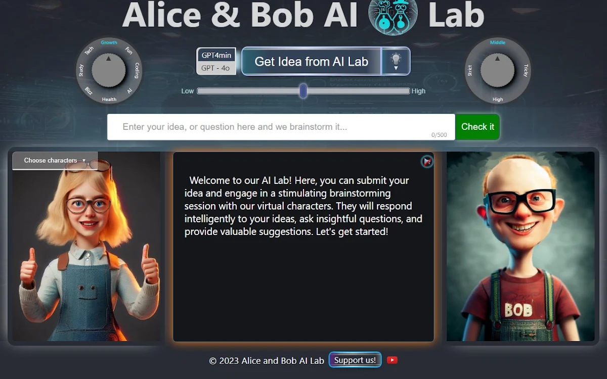 Captura de Alice and Bob AI Brainstorm Lab