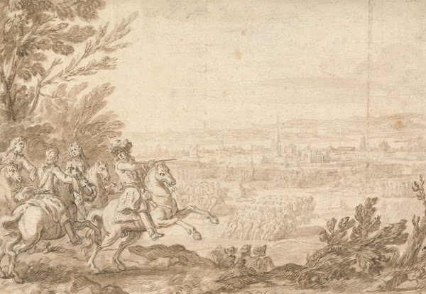 Commander With Aides On Horseback Directing A Battle