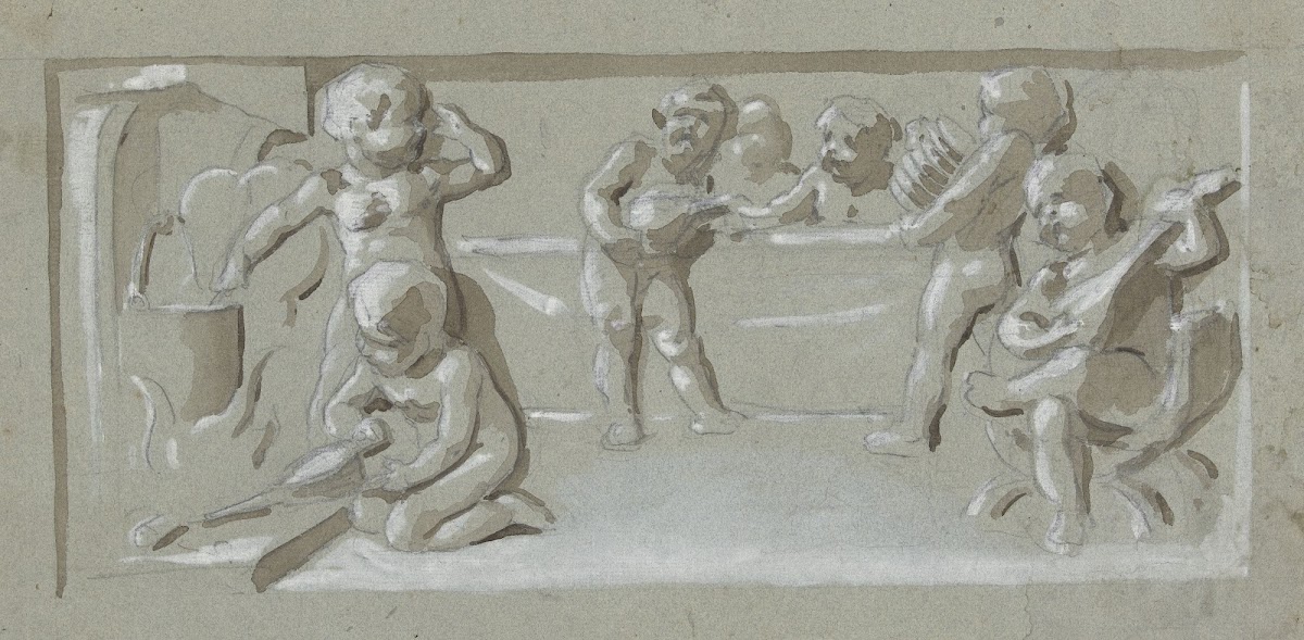 Fries met kokende etende en musicerende putti