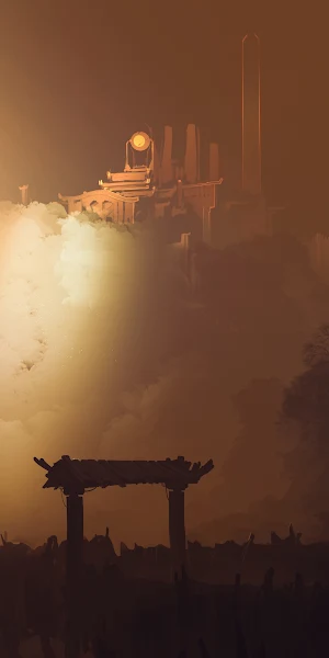 Landscape, Temple, Mountains, Digital Art, Fantasy Art 4K Wallpaper Background