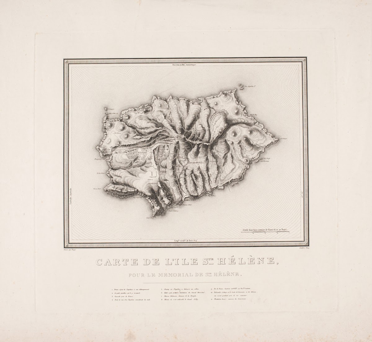 Carte de Lïle Sainte Hélène 1824