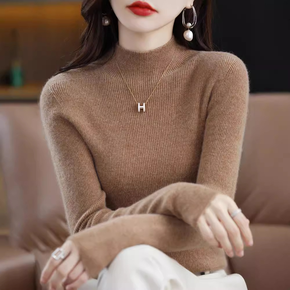 Women's Knit Sweater with Stand-Up Collar, Seamless