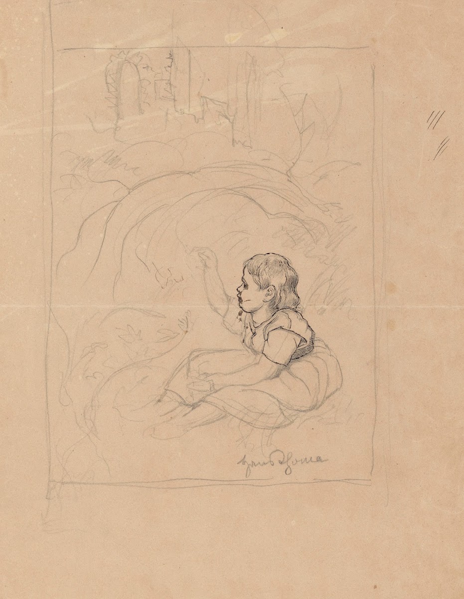Young Girl Sitting Under a Bush 1900