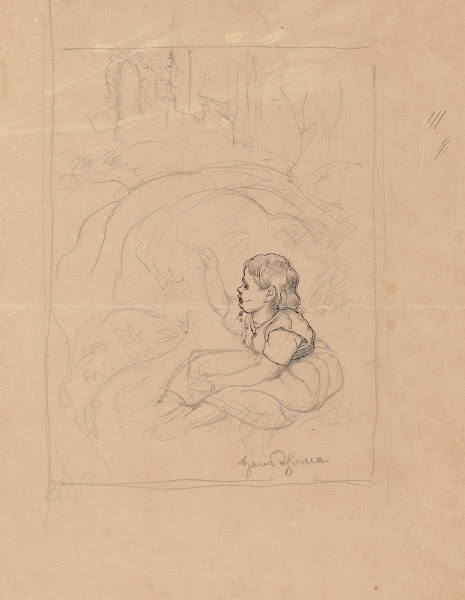 Young Girl Sitting Under a Bush 1900