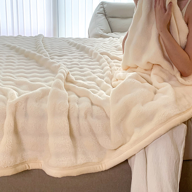 Fluffy Plush Blanket Made of Faux Rabbit Fur