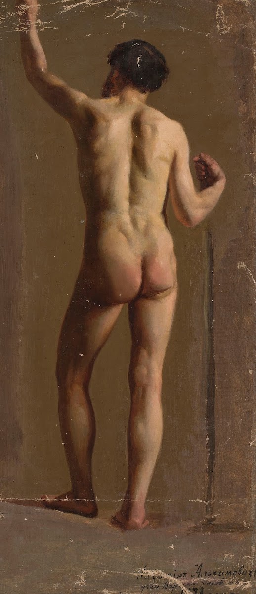 Nude of a standing man back view 1873