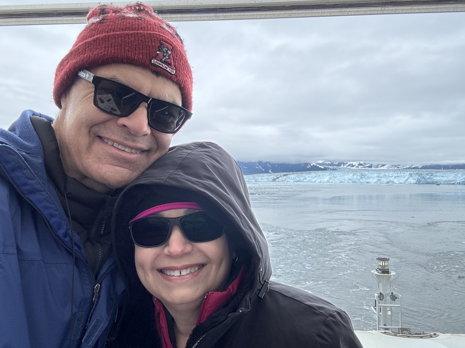 Couple on cruise ship near Hubbard Glacier