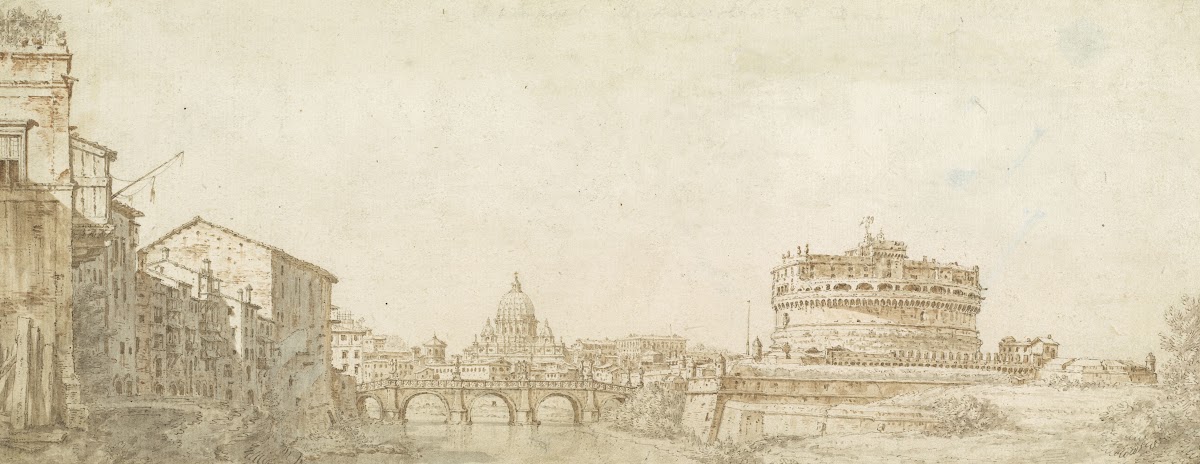 View of Rome with the Dome of Saint Peters and the Castel Sant Angelo c 1744