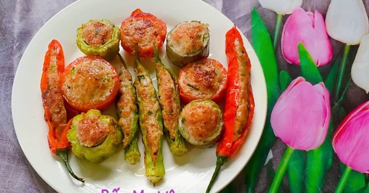 Chả khổ qua,cà,ớt,đậu bắp