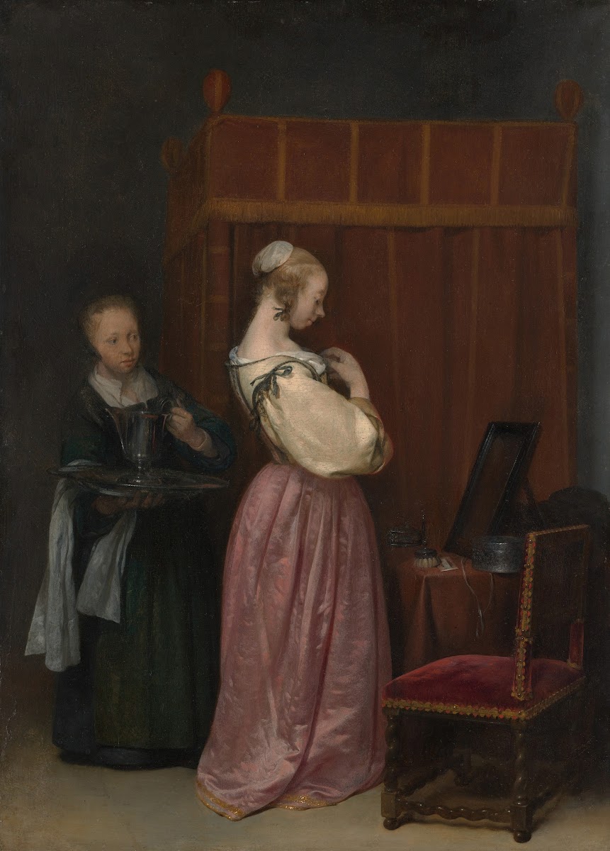 A Young Woman at Her Toilet with a Maid ca 165051
