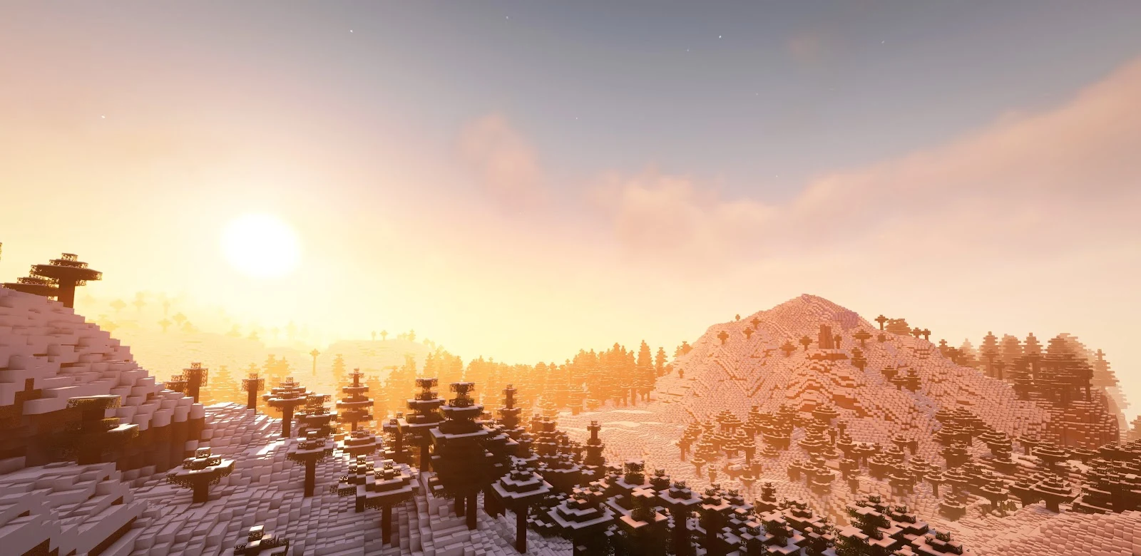 Landscape, Minecraft, Forest, Dusk, Sun 4K Desktop, iPhone Wallpaper Background